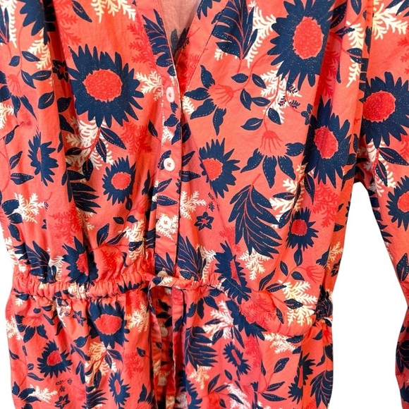 UNTUCKit Women's Orange/Blue Floral Stretch Cotton Farrah Midi‎ Dress Size M - Picture 6 of 12